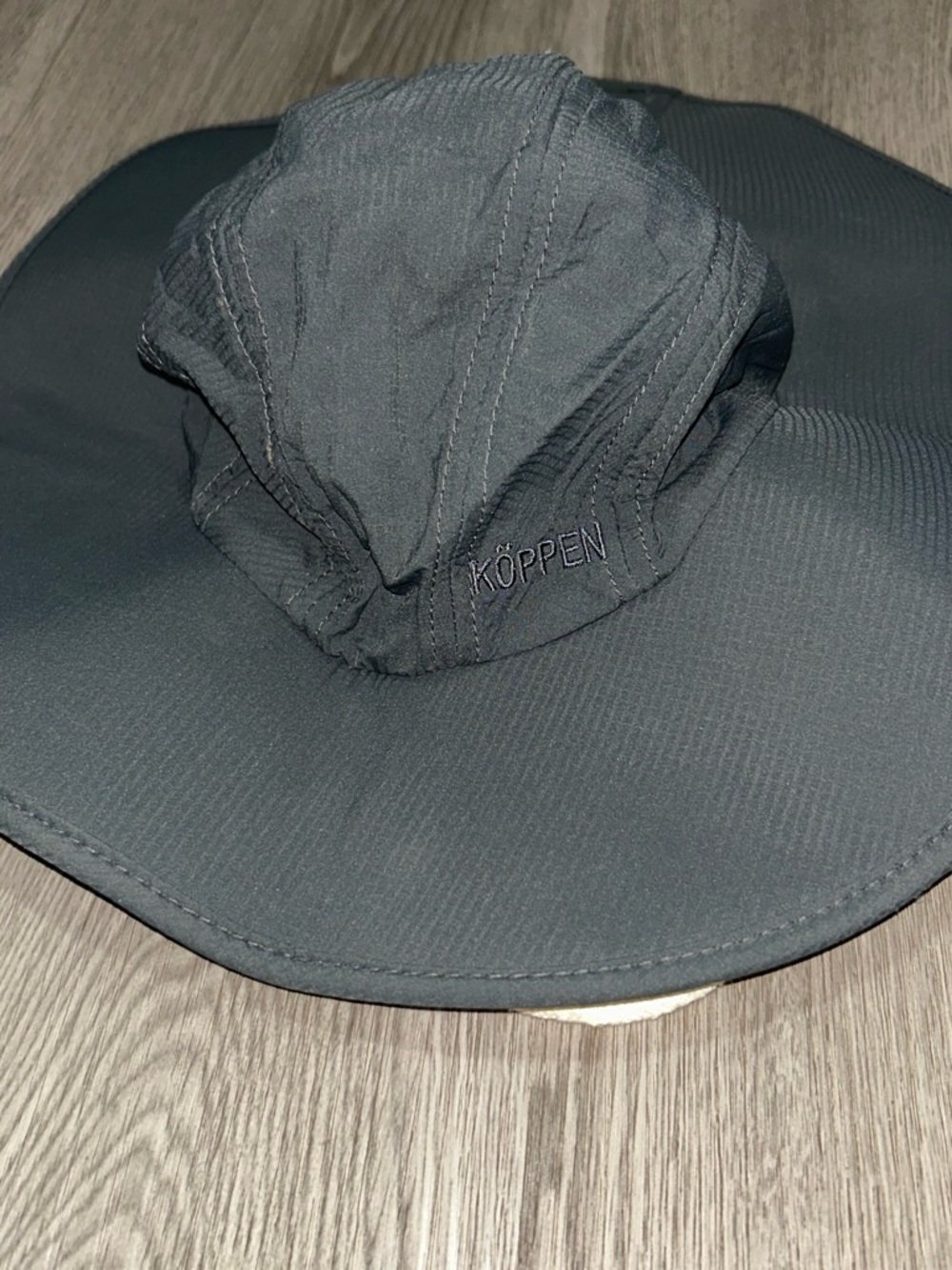 Koppen Dark Grey Wide-Brim Sun Hat with Subtle Logo
